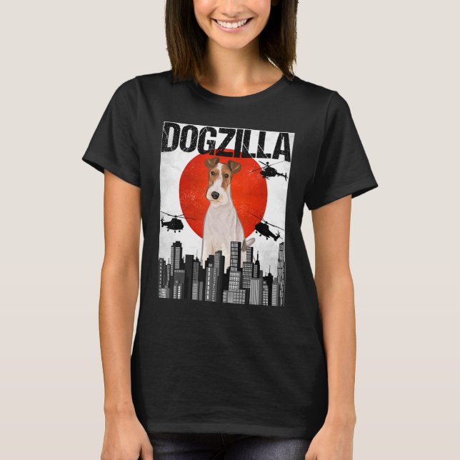 Vintage Japansk Dogzilla Wire Fox Terrier T Shirt (Framsida)