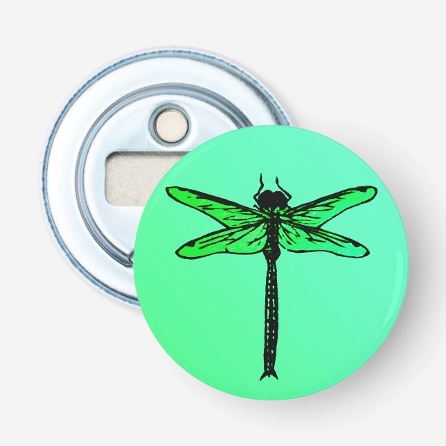 Vintage Japansk Dragonfly, emerald grönt Flasköppnare (Framsidan)