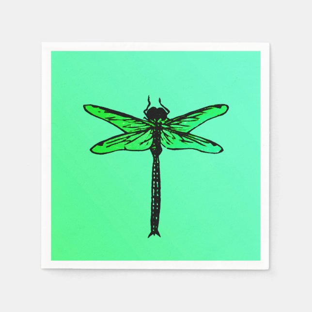 Vintage Japansk Dragonfly, emerald grönt Pappersservett (Framsidan)
