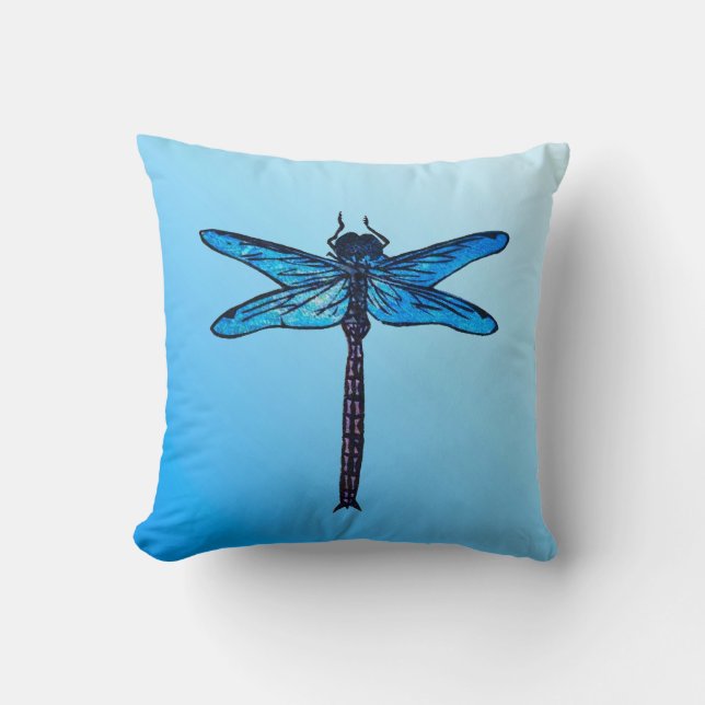 Vintage japansk Dragonfly, safierblått Kudde (Framsida)