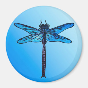 Vintage japansk Dragonfly, safierblått Magnet