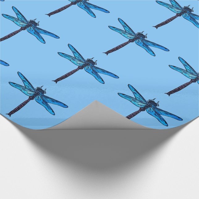Vintage japansk Dragonfly, safierblått Presentpapper (Hörn)