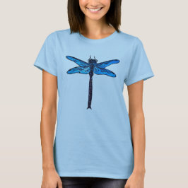 Vintage japansk Dragonfly, safierblått T-shirt