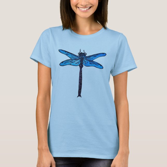 Vintage japansk Dragonfly, safierblått T-shirt (Framsida)