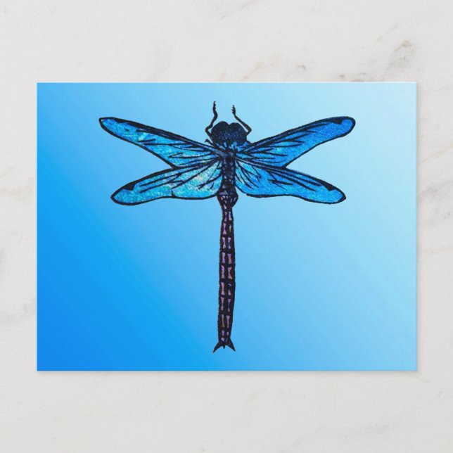 Vintage japansk Dragonfly, safierblått Vykort (Framsida)