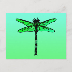 Vintage japansk Dragonfly, safierblått Vykort