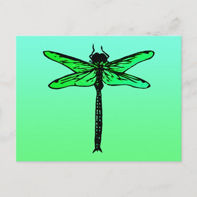 Vintage japansk Dragonfly, safierblått Vykort (Framsida)