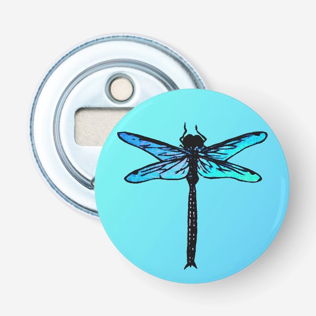 Vintage japansk Dragonfly, turkos blå Flasköppnare (Framsidan)