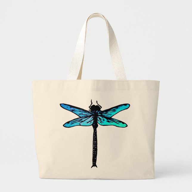 Vintage japansk Dragonfly, turkos blå Jumbo Tygkasse (Framsidan)