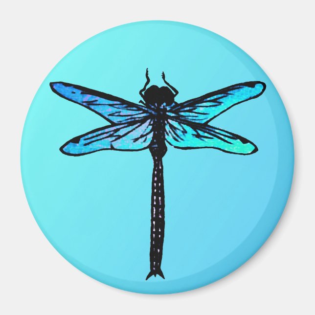 Vintage japansk Dragonfly, turkos blå Magnet (Framsidan)