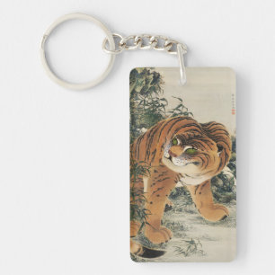 Vintage japansk Edo-tiger i bambu skog konst