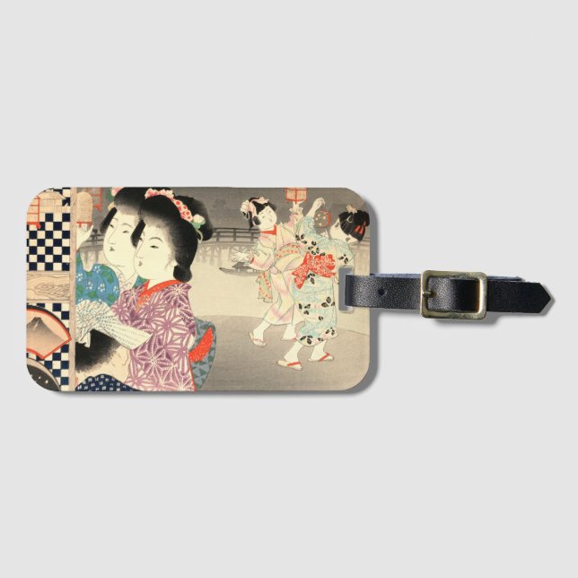 Vintage japansk eldflugscell - Ukiyo-e Bagagebricka (Framsida horisontal)