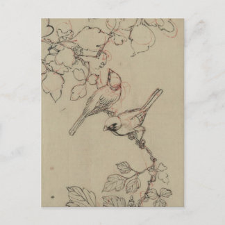 Vintage Japansk fågelbild Vykort