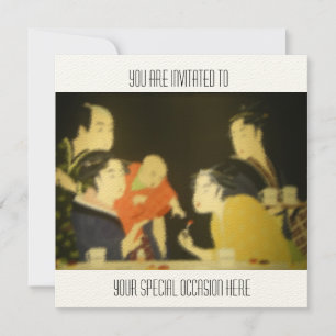 Vintage Japansk familj samlar Inbjudan/ Inbjudningar