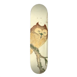 Vintage japansk finkonsttryck | Uggla på en gren Skateboard Bräda 19,5 Cm