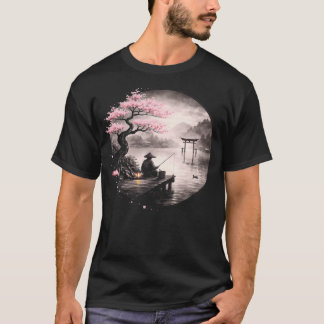 Vintage Japansk Fiskare Körsbärsblom Zen T Shirt