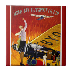 Vintage Japansk flyglinje Ad Kakelplatta