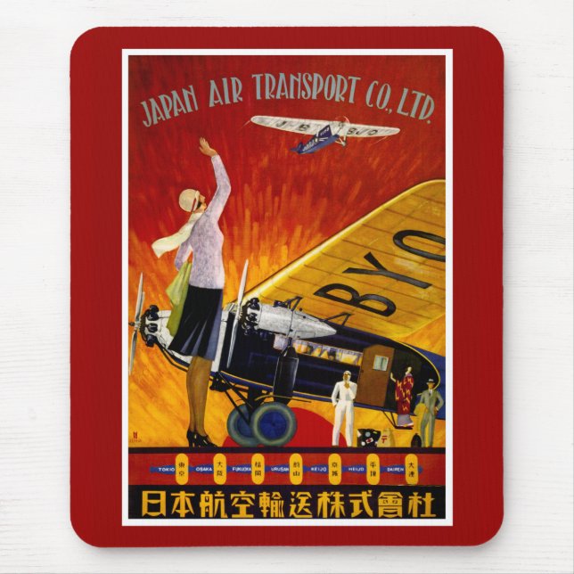 Vintage Japansk flyglinje Ad Musmatta (Framsidan)