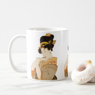 Vintage japansk geisha-flicka underhållare i kimon kaffemugg