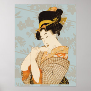 Vintage Japansk Geisha Girl Entertainer i Kimono Poster