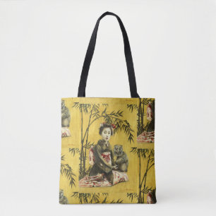 Vintage Japansk Geisha och Demon tote Bag Tygkasse