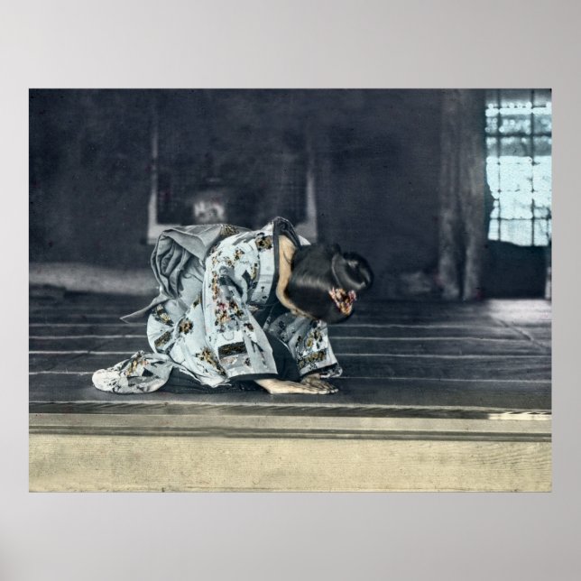 Vintage Japansk Girl Boring Dogeza Poster (Framsidan)