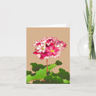 Vintage Japansk Hydrangea. Rosa och Grönt Kort