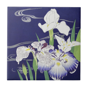 Vintage Japansk Iris Konsttryck Kogyo Tsukioka Kakelplatta
