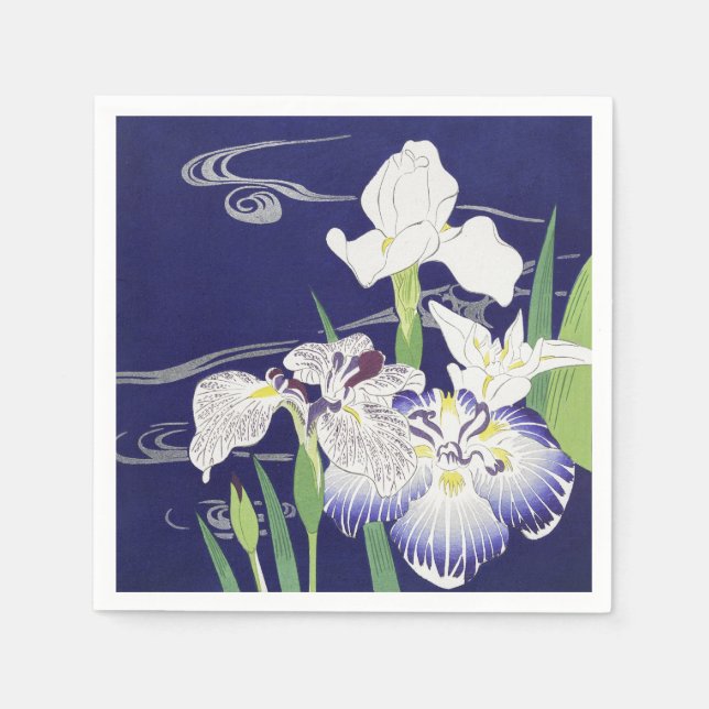 Vintage Japansk Iris Konsttryck Kogyo Tsukioka Pappersservett (Framsidan)