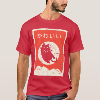 Vintage Japansk Katt Kawaii Anime pojke T Shirt