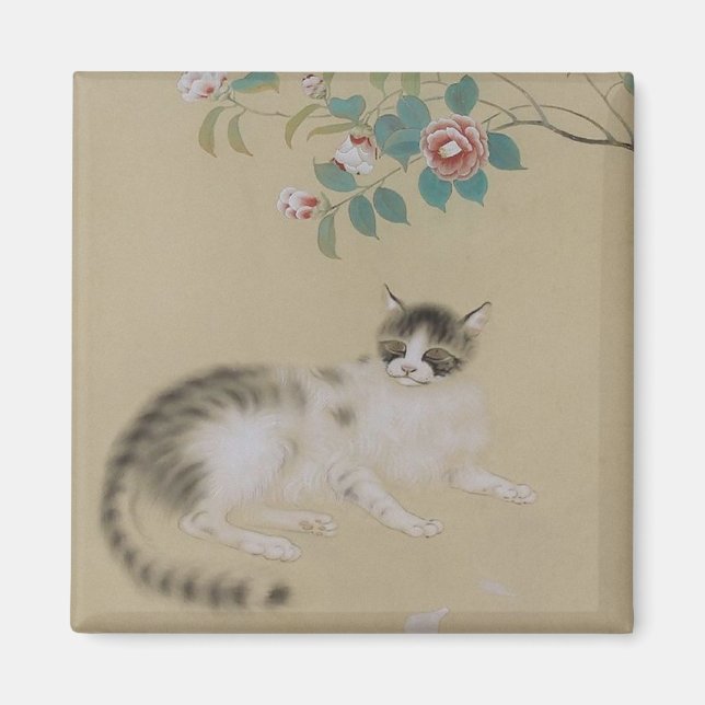 Vintage japansk kattefärgad magnet (Framsidan)