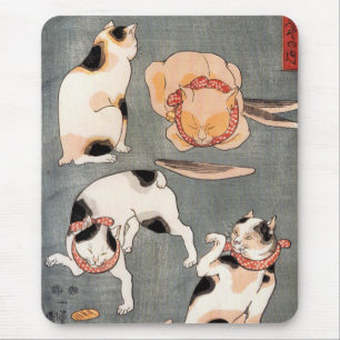 Vintage japansk kattkonst musmatta