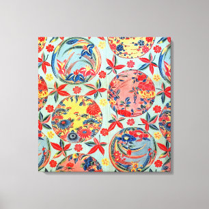 Vintage Japansk Kimono Textile (Bingata) Canvastryck