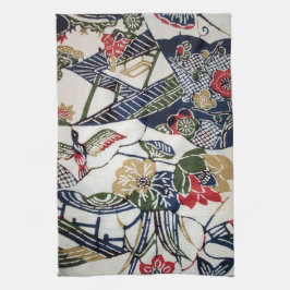 Vintage Japansk Kimono Textile (Bingata) Kökshandduk