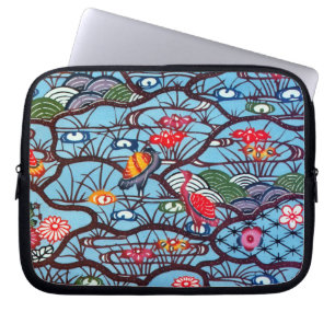Vintage Japansk Kimono Textile (Bingata) Laptop Fodral
