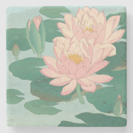 Vintage Japansk konst: Blommar Vatten Lilies Stenunderlägg