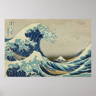 Vintage japansk konst, Den stora vågen av Hokusai Poster