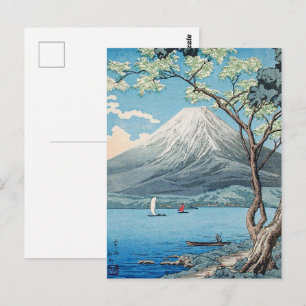 Vintage japansk konst med Fuji-berget och Yamanaka Vykort
