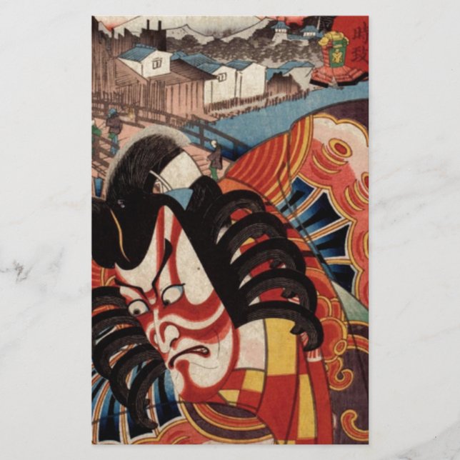 Vintage Japansk målning - Kabuki Actor (Framsida)