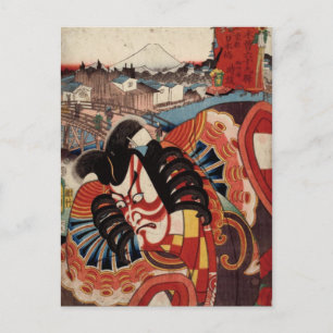 Vintage Japansk målning - Kabuki Actor Vykort