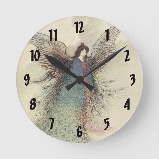 Vintage Japansk mjölkalk, Måne Maiden Rund Klocka (Framsida)