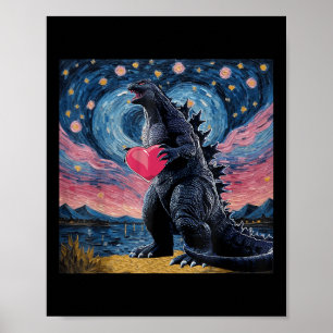 Vintage Japansk Monster Kaiju Valentiness Heart St Poster
