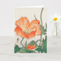 Vintage Japansk Orange Poppy Flower, Ohara Koson