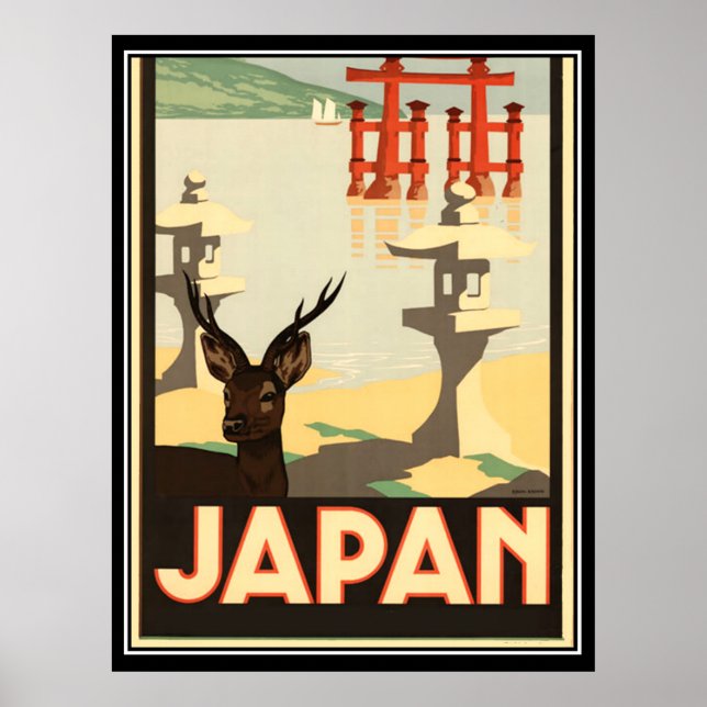Vintage japansk resaaffisch poster (Framsidan)
