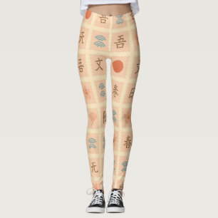 Vintage japansk stämpelmönster leggings