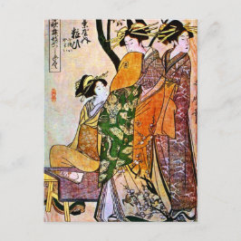 Vintage Japansk teckning med Geisha Vykort