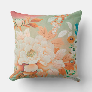 Vintage japansk textil, Blommigt Kudde