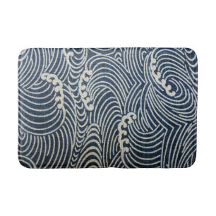 Vintage Japansk textil, Wave Mönster Badrumsmatta