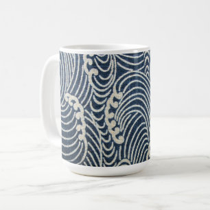 Vintage Japansk textil, Wave Mönster Kaffemugg
