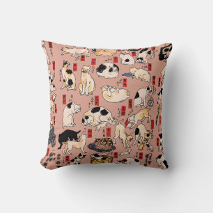 Vintage Japansk Ukiyo-e Kattmönster: Kuniyoshi Kudde